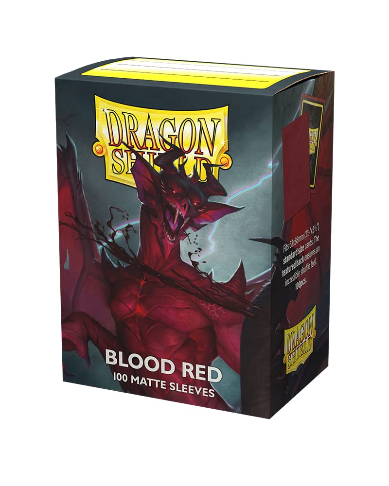 Dragon Shield | Standard Size Card Matte Sleeves | 100 CT - Smooth & Tough Premium TCG Sleeves | Compatible with Pokemon, Flesh & Blood, One Piece & Magic the Gathering | Blood Red - Matte