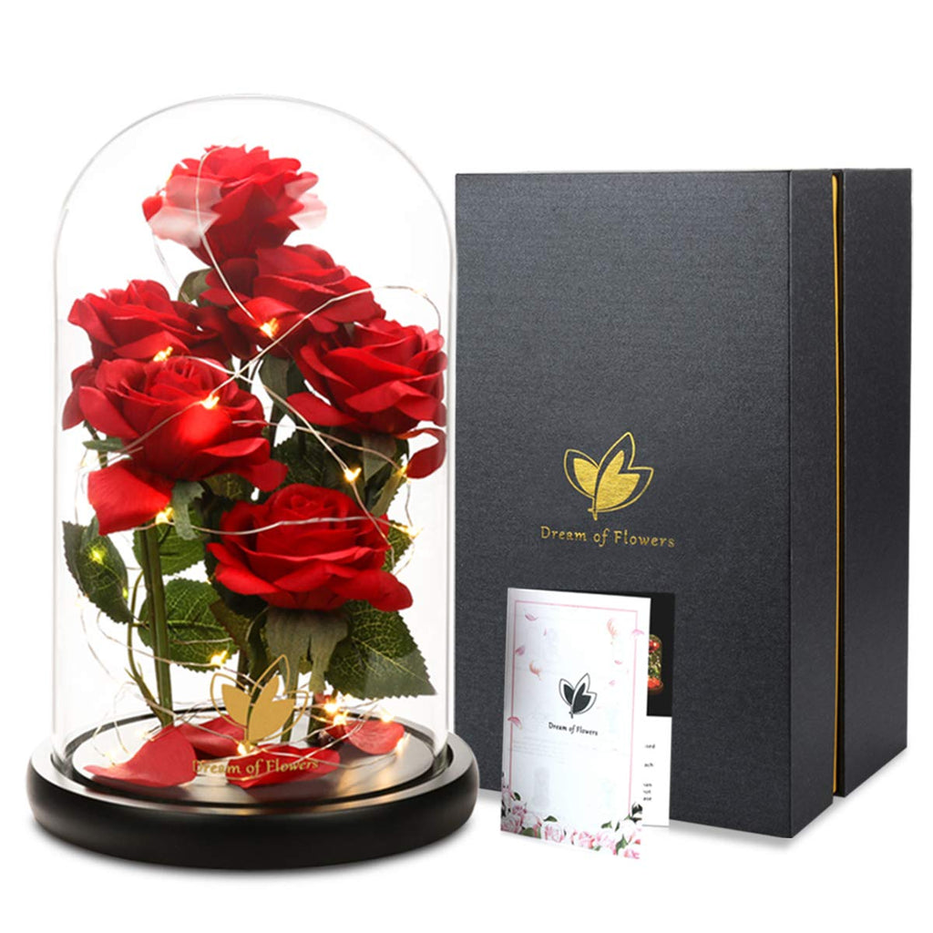 Mothers Day,Birthday Gifts for Women,Beauty and The Beast Rose,Artificial Silk Rose Preserved Forever in Glass Dome,Valentine's Day,Christmas,Anniversary,Flower Roses Gifts for Mom Wife Girlfriend