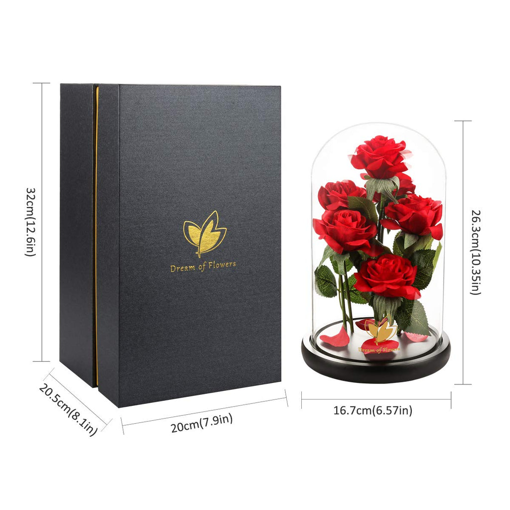 Mothers Day,Birthday Gifts for Women,Beauty and The Beast Rose,Artificial Silk Rose Preserved Forever in Glass Dome,Valentine's Day,Christmas,Anniversary,Flower Roses Gifts for Mom Wife Girlfriend