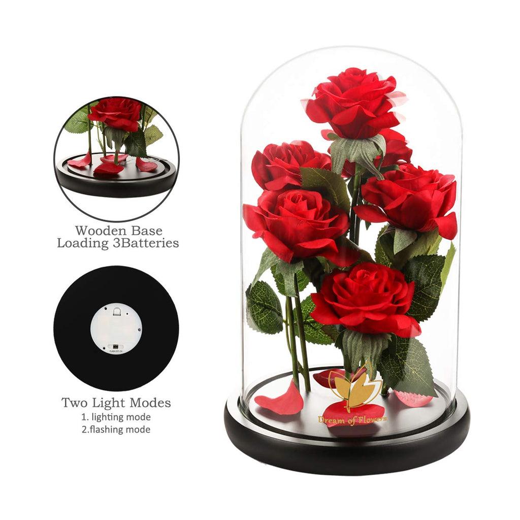 Mothers Day,Birthday Gifts for Women,Beauty and The Beast Rose,Artificial Silk Rose Preserved Forever in Glass Dome,Valentine's Day,Christmas,Anniversary,Flower Roses Gifts for Mom Wife Girlfriend