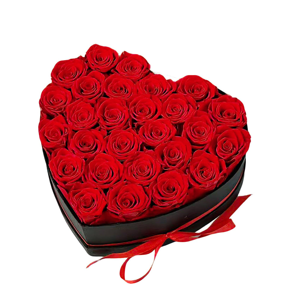 Qutawua Preserved Roses Heart Shape Box Valentines Day Gifts for Her Mothers Day Forever Flowers (Red, 27 Roses)