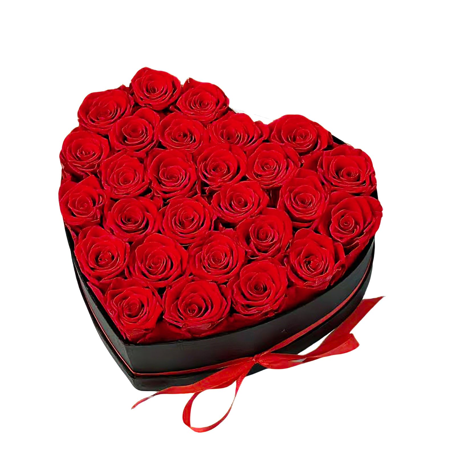 Qutawua Preserved Roses Heart Shape Box Valentines Day Gifts for Her Mothers Day Forever Flowers (Red, 27 Roses)