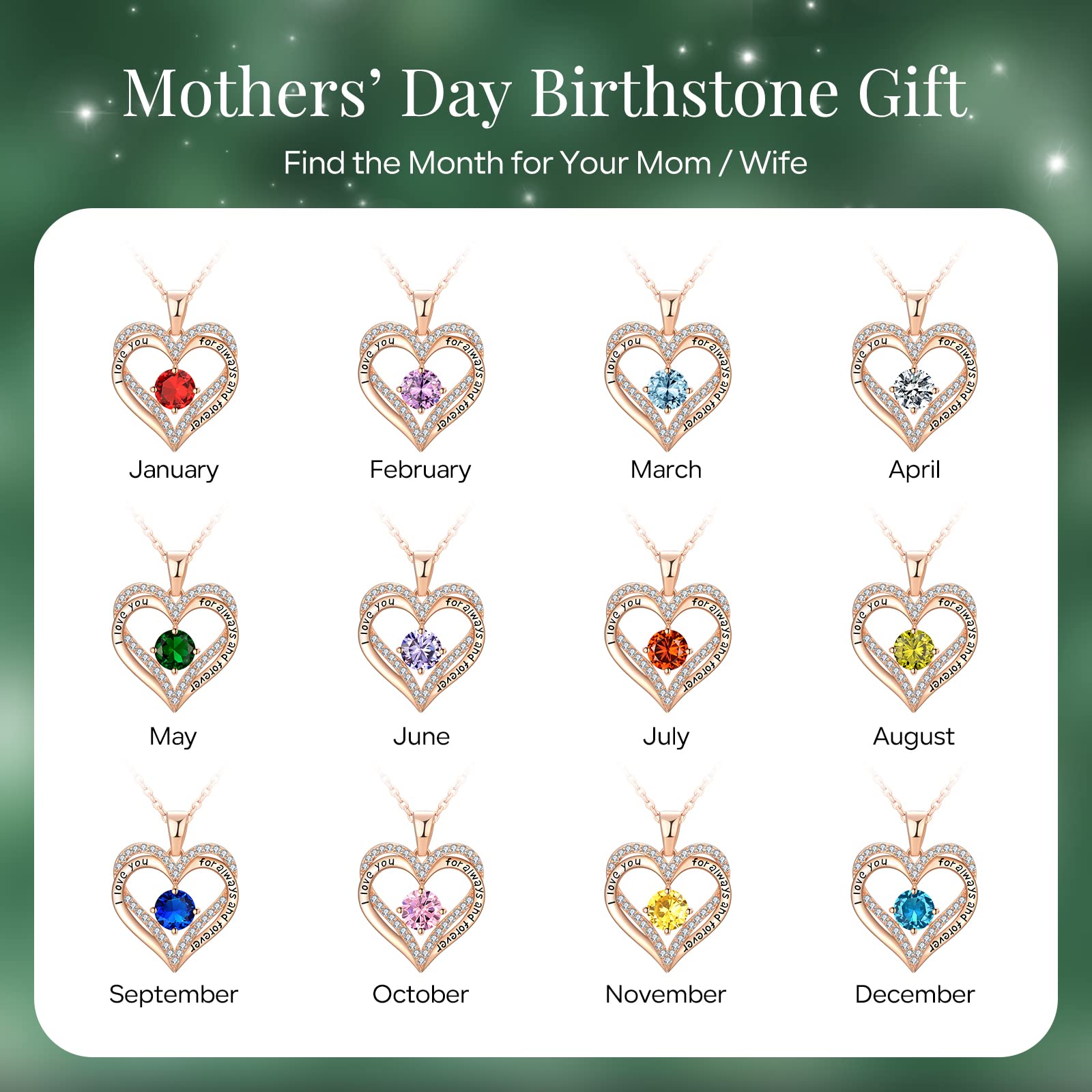 xiupen Jewelry for Women Wife Birthday Gifts for Woman Birthday Present for Womens Wife Anniversary Wedding Gift for Her Christmas Valentines Mothers Day Gift for Her(Emerald-May)