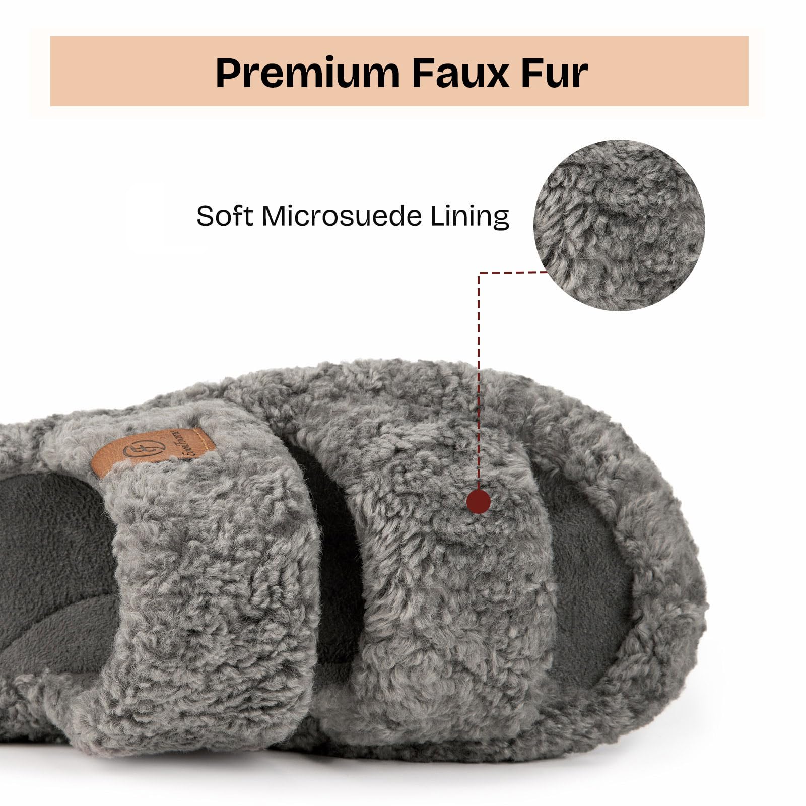 EverFoams Womens Fuzzy Open-toe Slippers Soft Comfy Memory Foam Indoor House Shoes Cool Gray,7-8 US