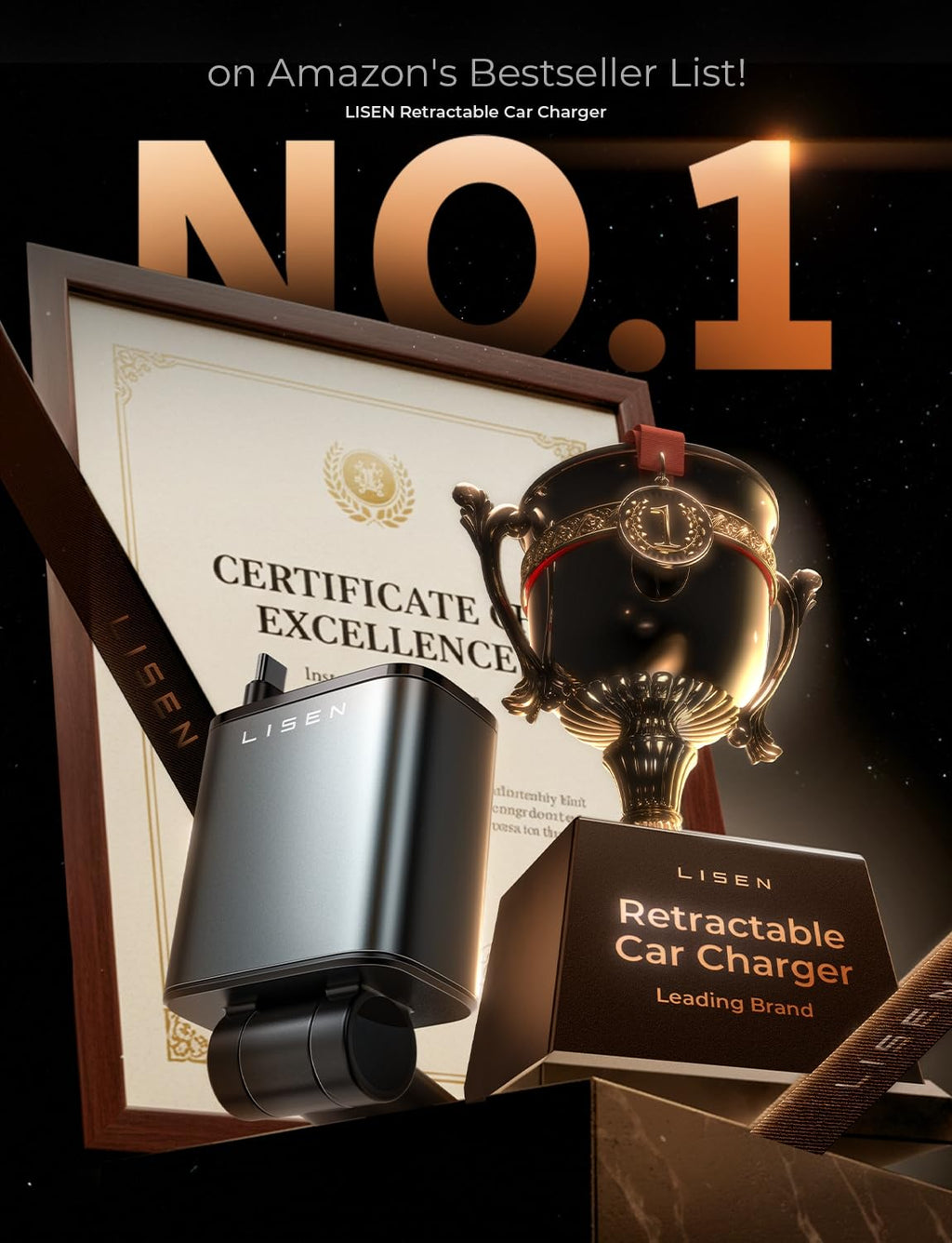 LISEN Retractable Car Charger, Gifts for Mothers Day, Upgrade 84W Car Charger USB C Fast Charge Unique 2026 Car Accessories for Mom Dad Him Her Men Women, for iPhone 17 16 15 14
