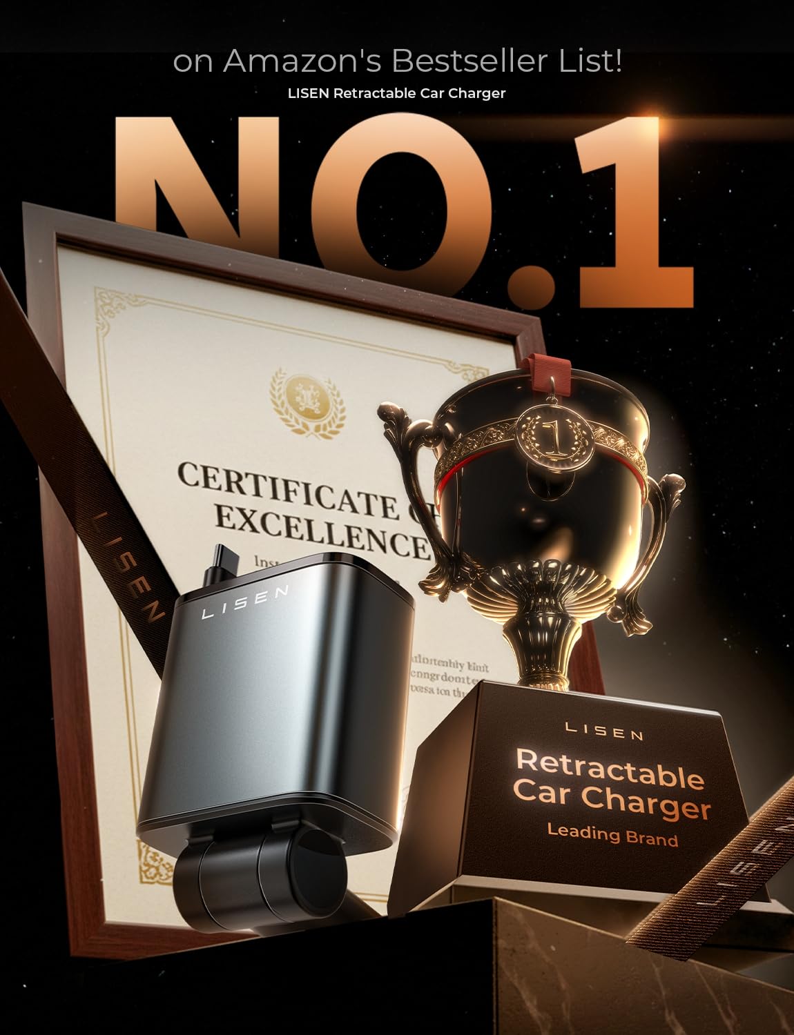 LISEN Retractable Car Charger, Gifts for Mothers Day, Upgrade 84W Car Charger USB C Fast Charge Unique 2026 Car Accessories for Mom Dad Him Her Men Women, for iPhone 17 16 15 14
