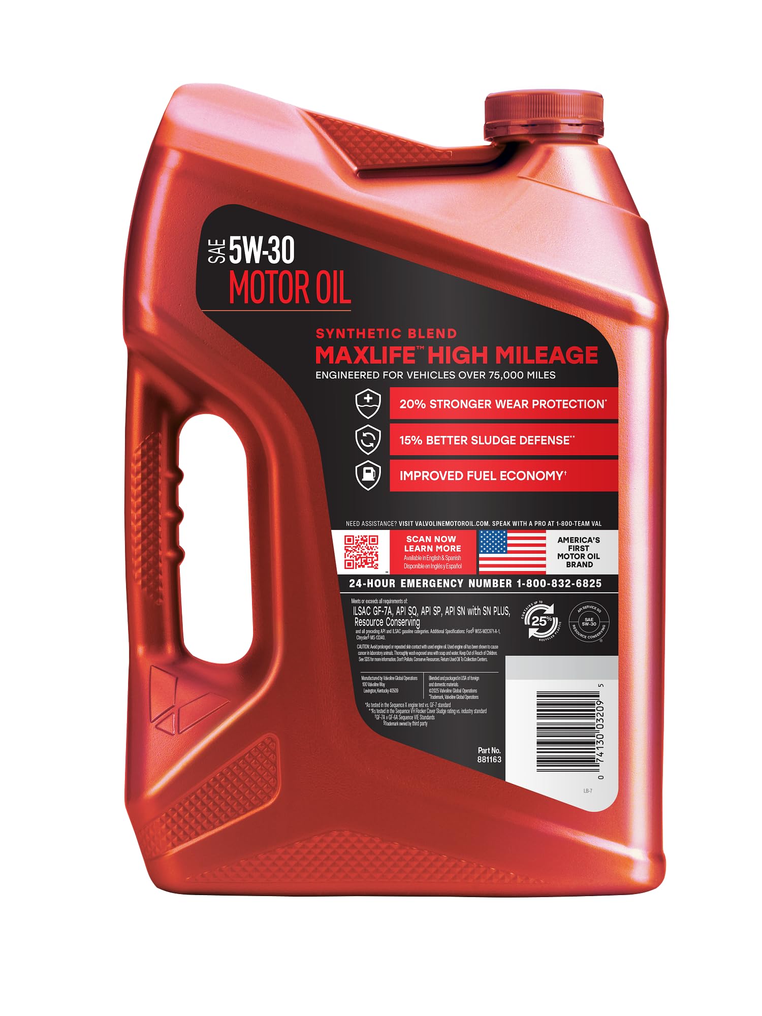 Valvoline MaxLife High Mileage 5W-30 Synthetic Blend Motor Oil 5 Quart