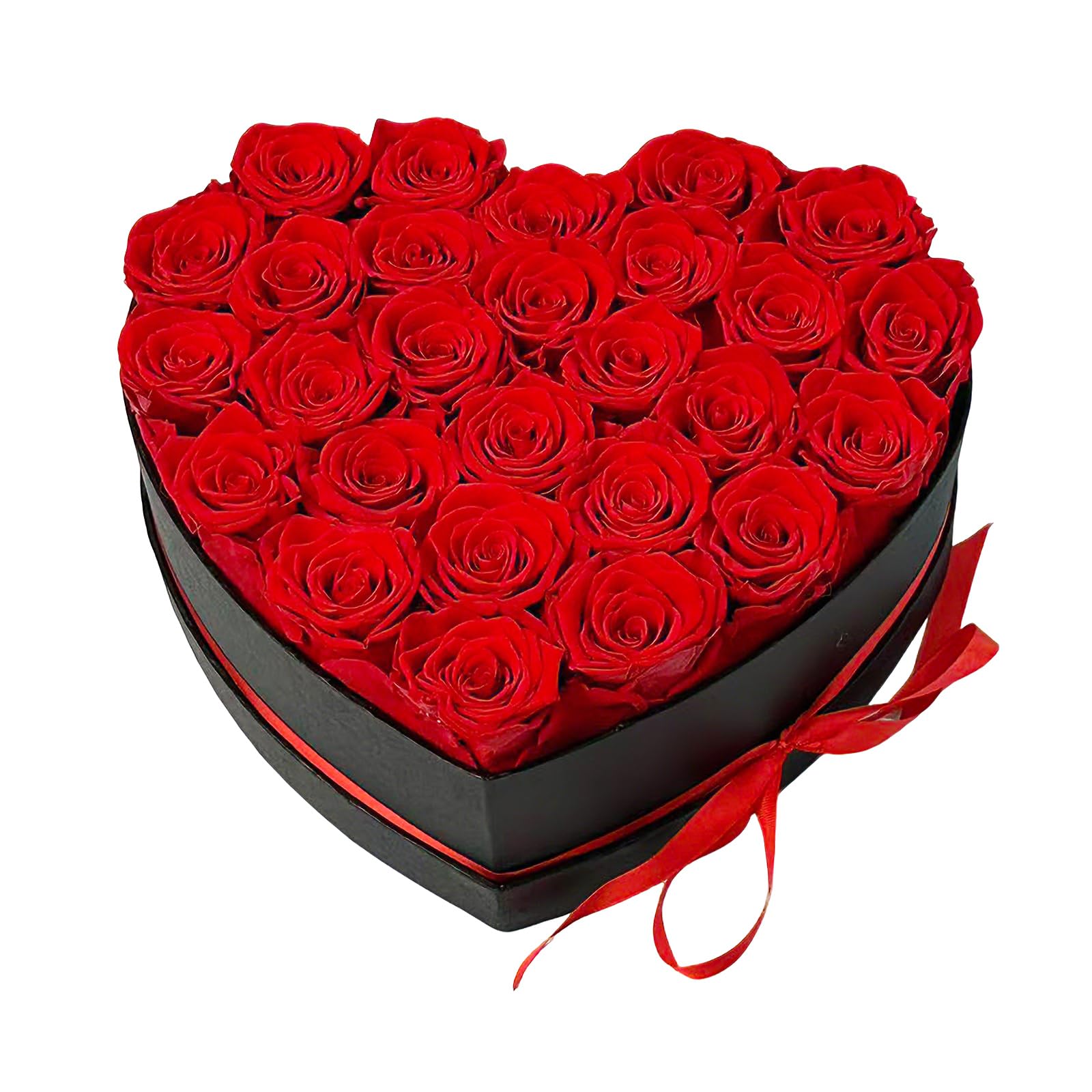 Qutawua Preserved Roses Heart Shape Box Valentines Day Gifts for Her Mothers Day Forever Flowers (Red, 27 Roses)