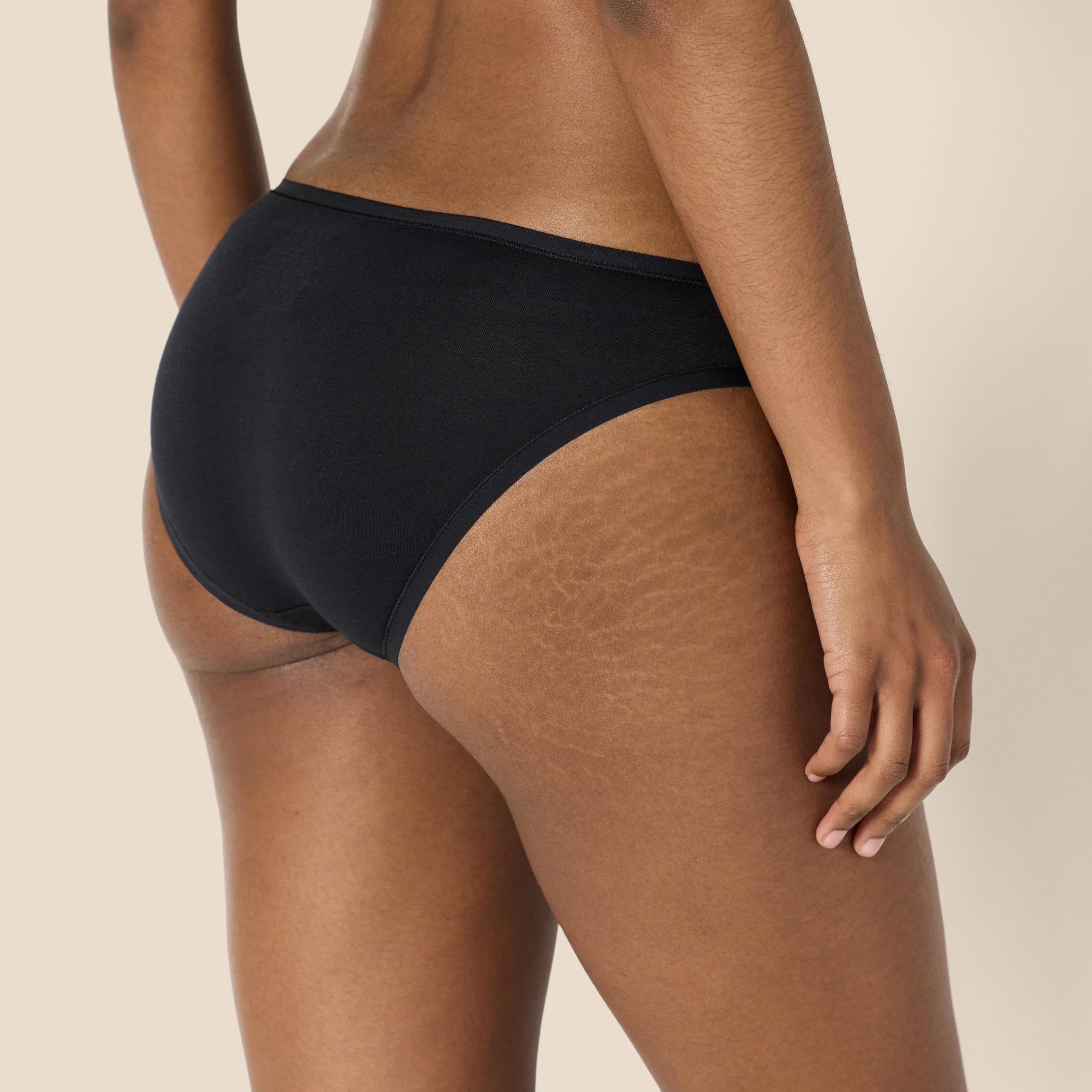 Amazon Essentials Women's Breathable Cotton Bikini Brief Underwear with Full Coverage, Pack of 6, Black, Medium