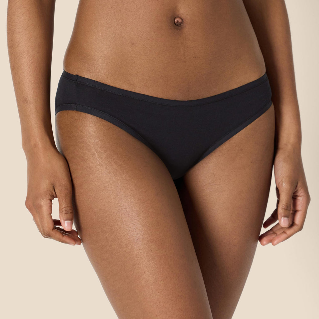 Amazon Essentials Women's Breathable Cotton Bikini Brief Underwear with Full Coverage, Pack of 6, Black, Medium