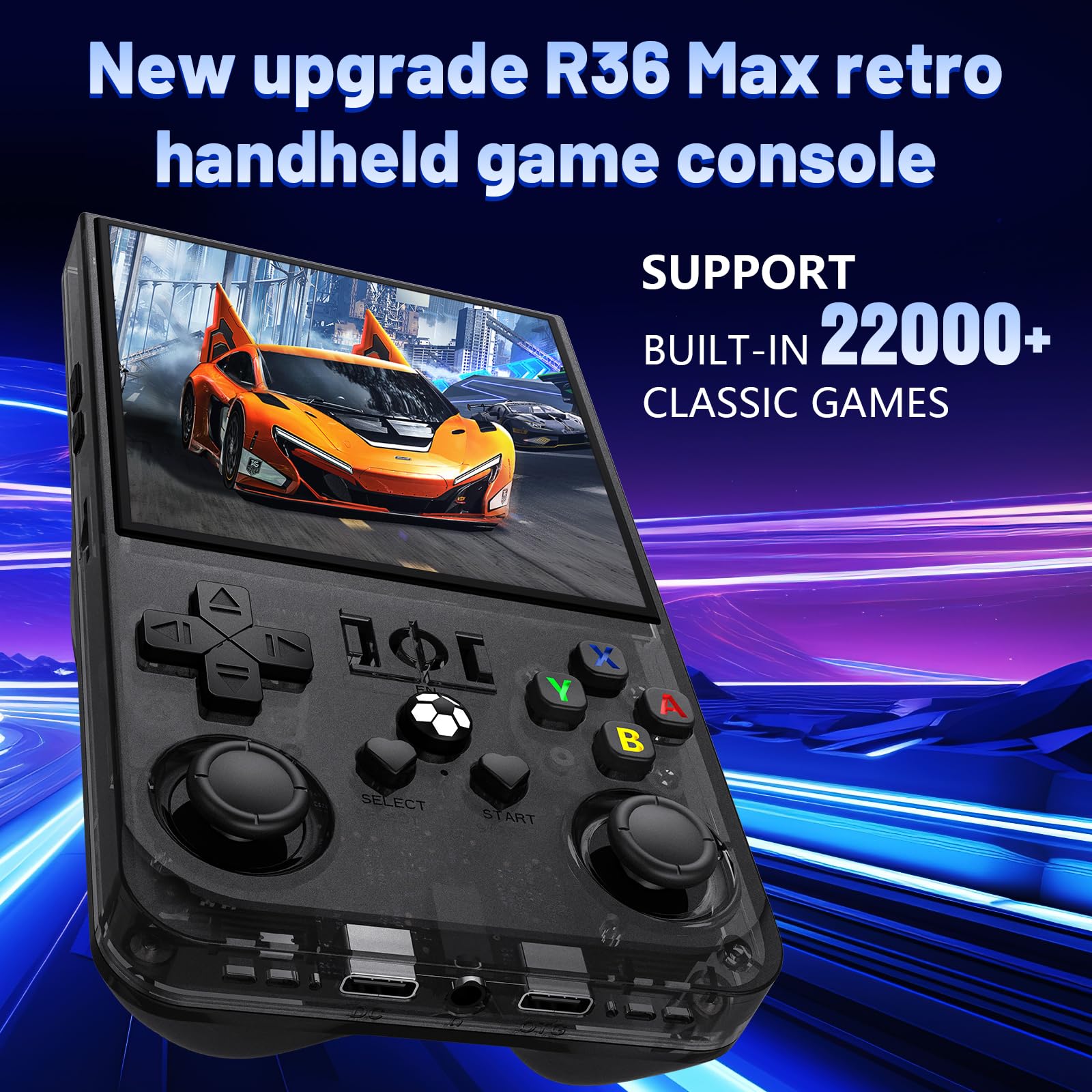 R36MAX Retro Handheld Game Console, 4.0 Inch 720x720 IPS Screen, 64GB Built-in 18,000+ Classic Game, Portable Hand Held Open Source Linux System, 4000mAh Battery Retro Gaming Console(White 64GB)
