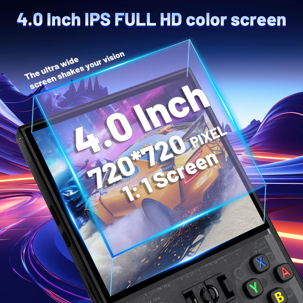 R36MAX Retro Handheld Game Console, 4.0 Inch 720x720 IPS Screen, 64GB Built-in 18,000+ Classic Game, Portable Hand Held Open Source Linux System, 4000mAh Battery Retro Gaming Console(White 64GB)