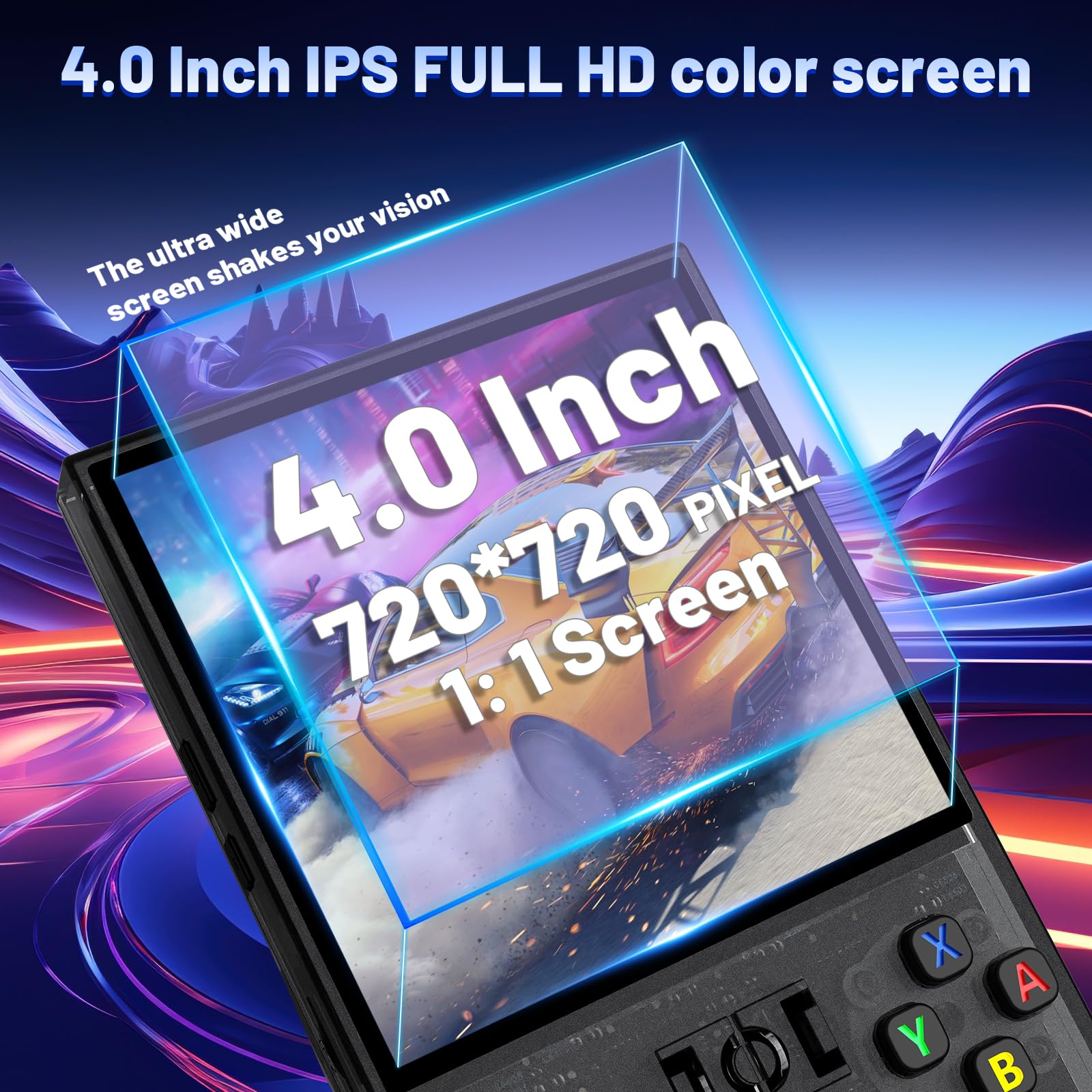 R36MAX Retro Handheld Game Console, 4.0 Inch 720x720 IPS Screen, 64GB Built-in 18,000+ Classic Game, Portable Hand Held Open Source Linux System, 4000mAh Battery Retro Gaming Console(White 64GB)