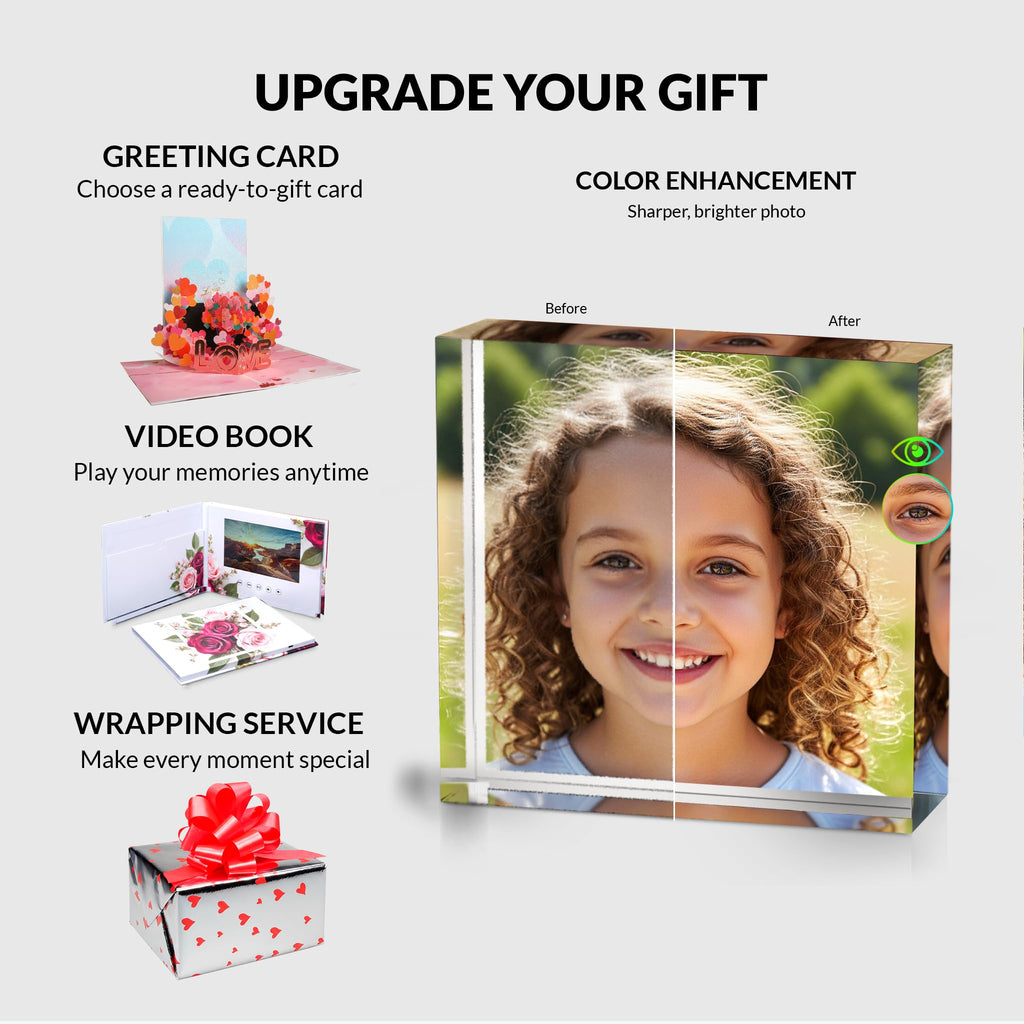 ArtPix 3D Acrylic Personalized Mothers Day Gifts for Mom, Custom UV Photo Print Block, Unique Customized Gifts for Women, Wife, Man, Grandma, Glass Picture Gift With Your Own Photo (6 x 6 inch)